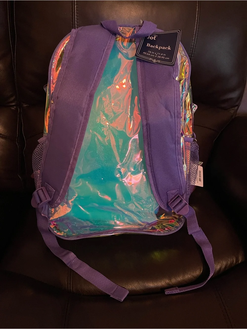Holographic Purple Kids Backpack with Accessories